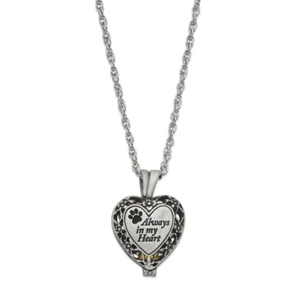 Always In My Heart Pet Memorial Ash Holder Locket Necklace - Picture 1 of 6